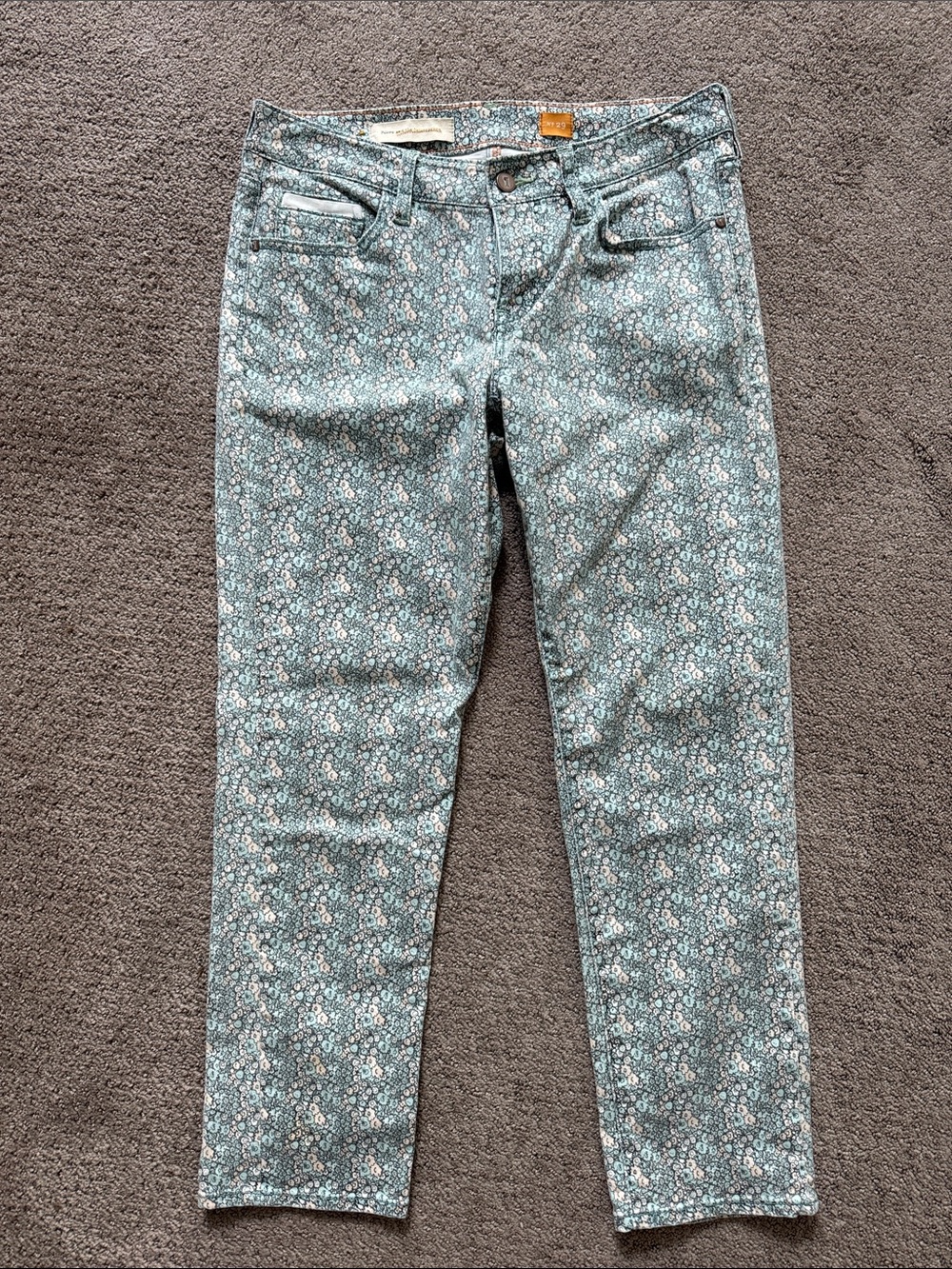 Pilcro Teal Floral Ankle Jeans